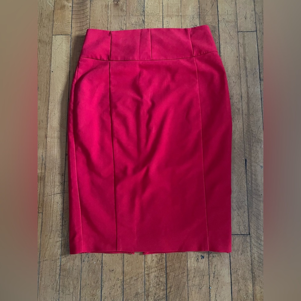 Express Red Pencil Midi Skirt - Size 8
